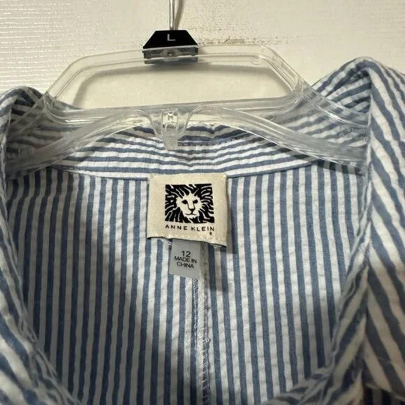 NWT Anne Klein Seersucker Sleeveless Shirt Dress - Picture 14 of 16